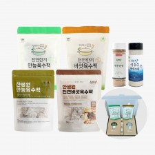 한생원 천연조미료 프리미엄 선물세트 3호 육수팩 4팩 분말1통 소금1통 - 명절 선물 아기 육수 국물 떡국